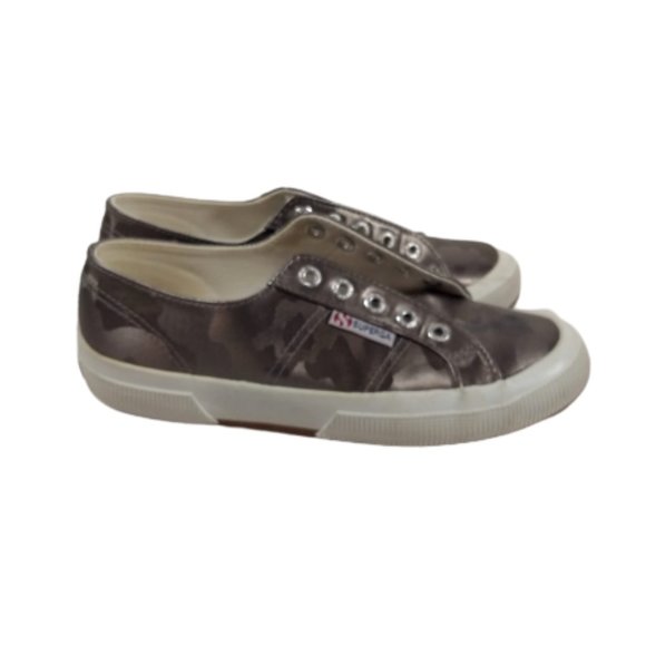 Superga silver metallic camo canvas sneaker S00DVF0 women's Size 6 - Picture 3 of 7